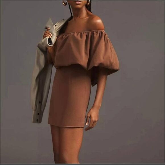 Nikita Mhaisalkar Off-The-Shoulder Dress Size Medium Mini Puffy Sleeve Evening - Picture 5 of 9